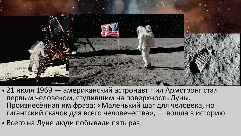 Астронавты США на Луне 1969. Ступил на поверхность луны