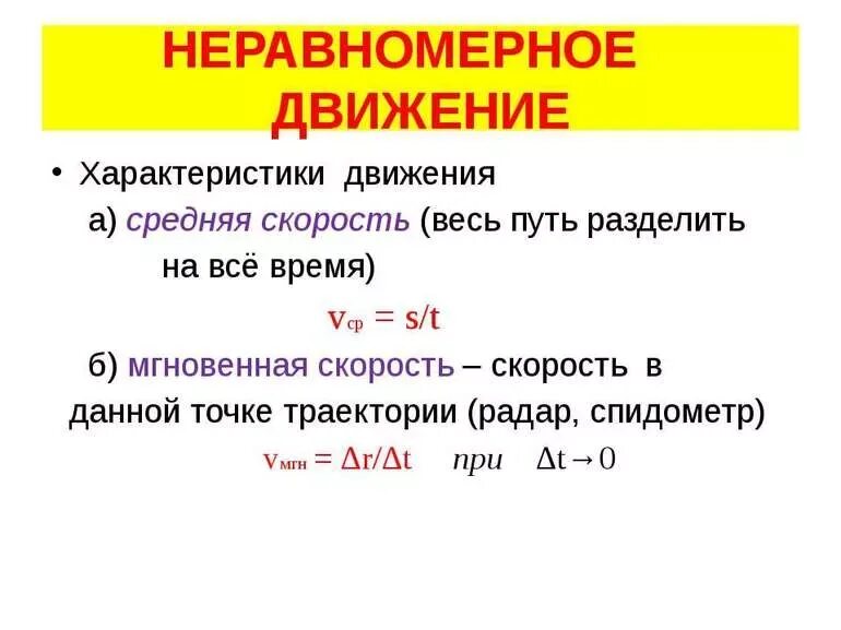 Неравномерное движение определение