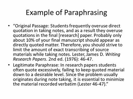 Paraphrasing examples