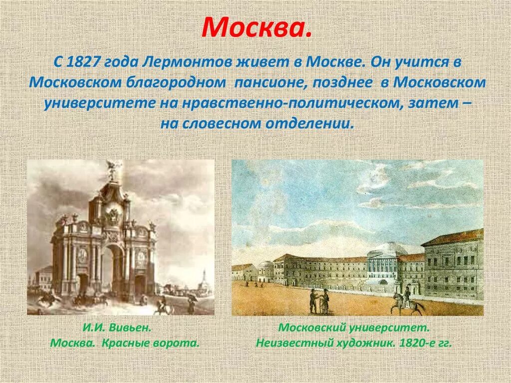 Москва Лермонтова. М.Ю. Лермонтова "Москва, Москва!...". Лермонтов в Москве. Москва любит лермонтов