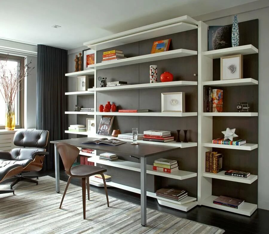 Книжный шкаф Mid Century Modern. Стеллаж в интерьере. Стеллажи в интерьере гостиной. Стильный стеллаж. Длинный стеллаж