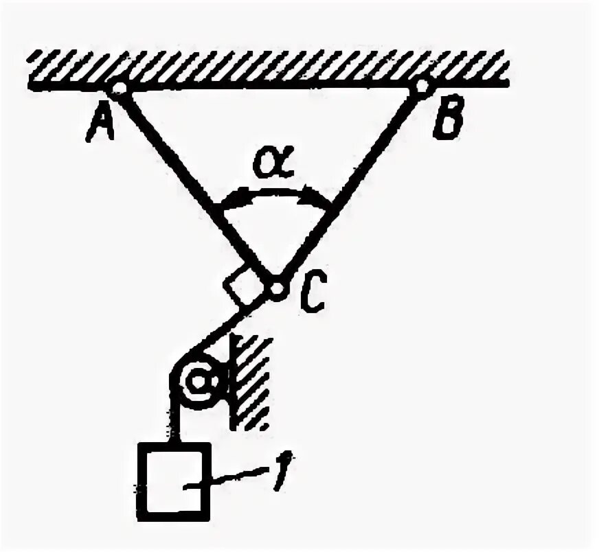 Груз 1 весом 6н удерживается в равновесии. Груз удерживается в равновесии двумя стержнями АС И вс шарнирно. Груз весом 6 н удерживается в равновесии двумя стержнями. Стержень АС шарнирно соединен.