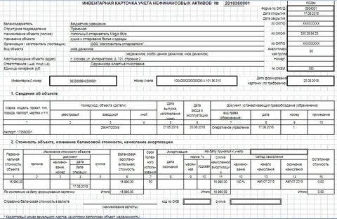 Инвентарная карточка группового учета основных средств