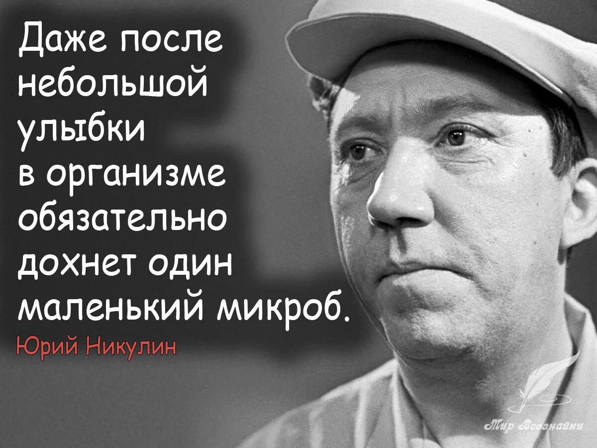 даже после небольшой улыбки в организме дохнет. даже после небольшой улыбки в организме дохнет. даже после небольшой улыбки в организме дохнет один маленький микроб. никулин цитаты про улыбку. даже после небольшой улыбки в организме дохнет один маленький.