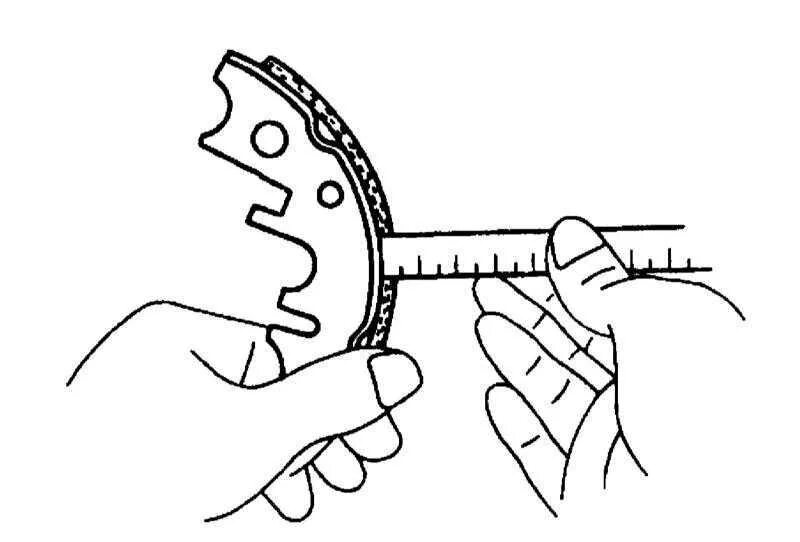 Тормозные колодки обозначение. Замер тормозных колодок. Толщина тормозных накладок. Толщина колодки. Тормозная колодка вагона.