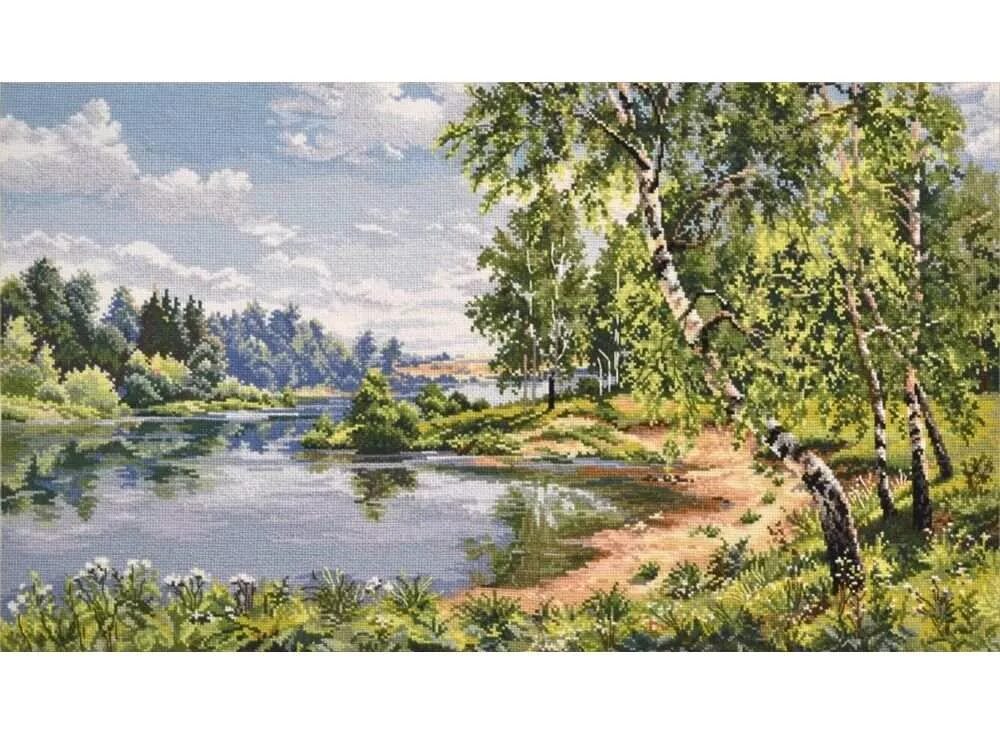 золотое руно горный ручей. набор для вышивания риолис 1235. вышивка бисером наборы абрис арт. золотое руно вм-030 родные берега. набор пейзажей.