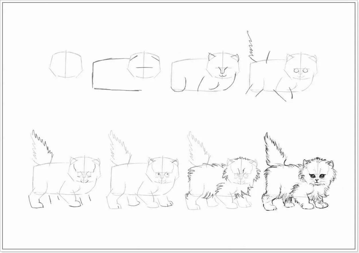 Рисовать котенка легко. Рисунок кошки поэтапно. Кошка рисунок карандашом поэтапно. Кот рисунок карандашом поэтапно. Уроки рисования кошек.