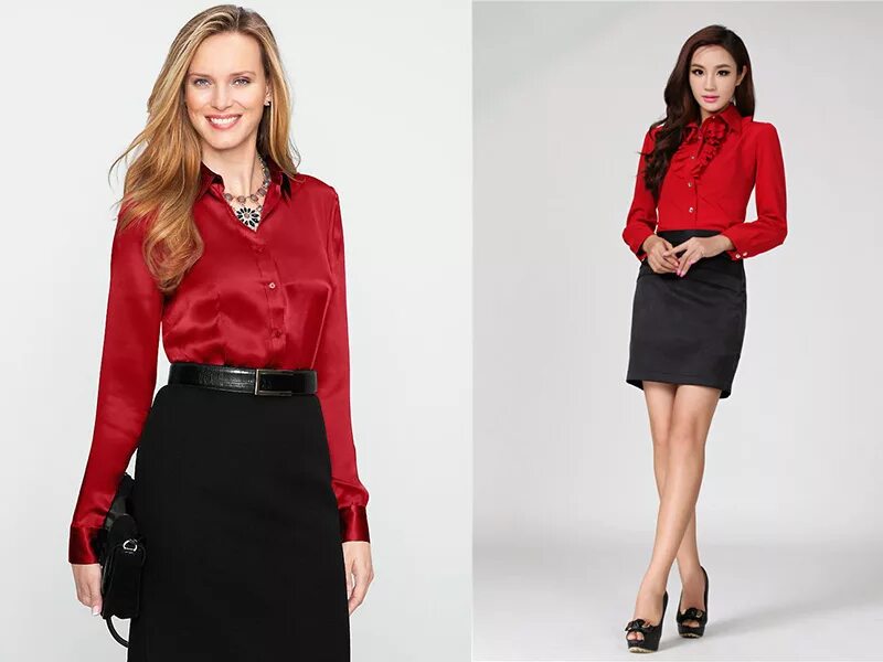 Красная блузка сочетается. Красная юбка и черная блузка. бордовая юбка черная блузка. юбка с блузкой в офис современное. бордовая юбка с рубашкой.