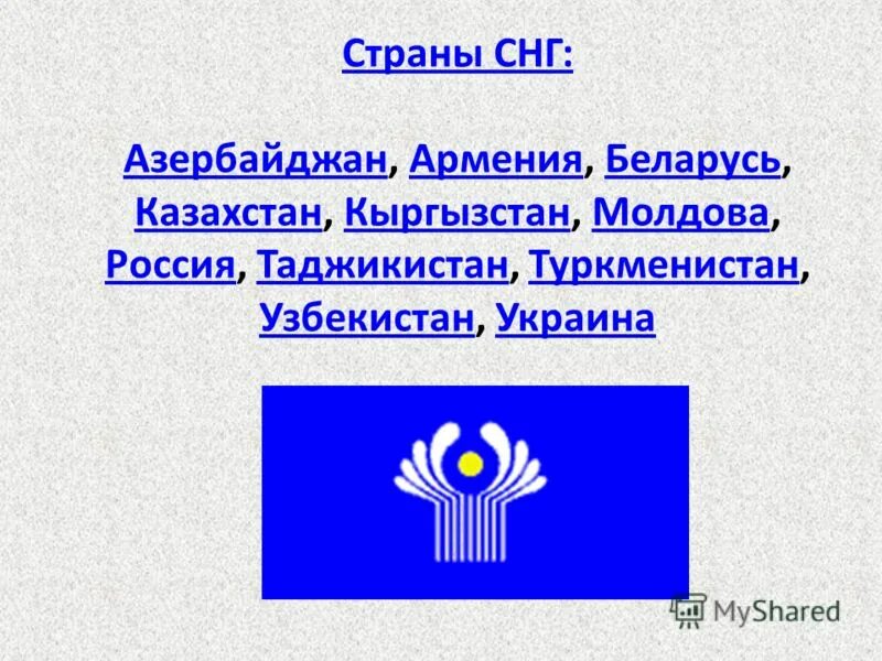 СНГ. Государства СНГ. Символы стран СНГ. Содружество независимых государств.