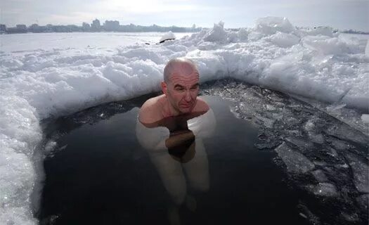 В холодной воде на несколько