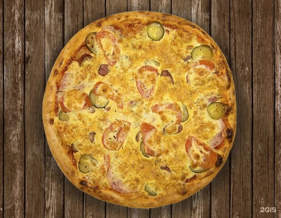 Ура пицца. Пицца с охотничьими колбасками и маринованными огурцами. пиццерия ура пицца. пицца 450 грамм.