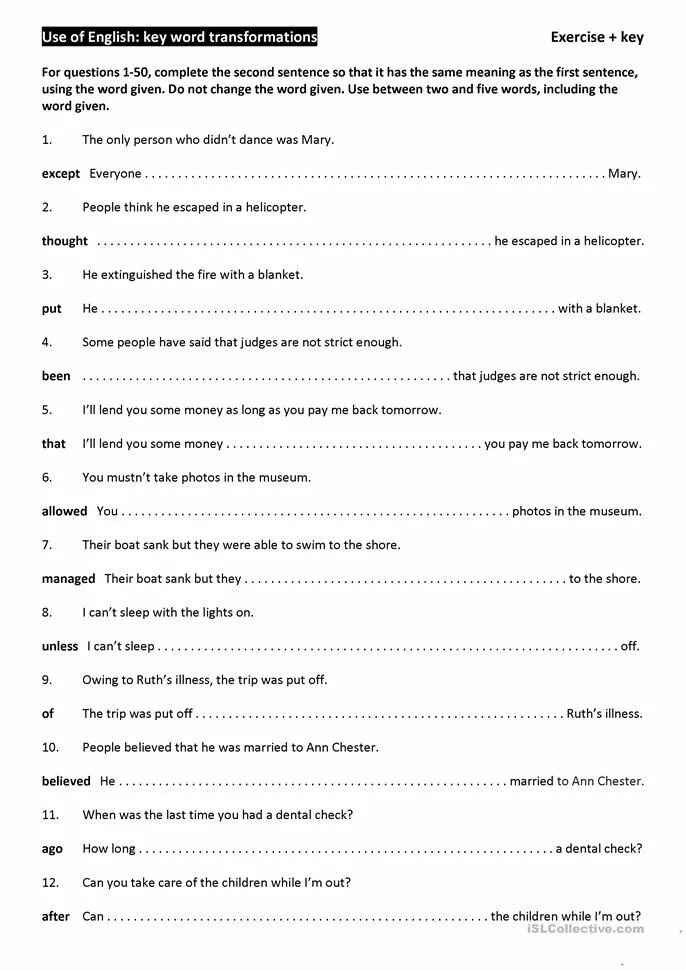 Keys to exercises. Key Word Transformation. Key Word Transformation exercises b1. Word Transformation exercises. Passive Key Word Transformation.