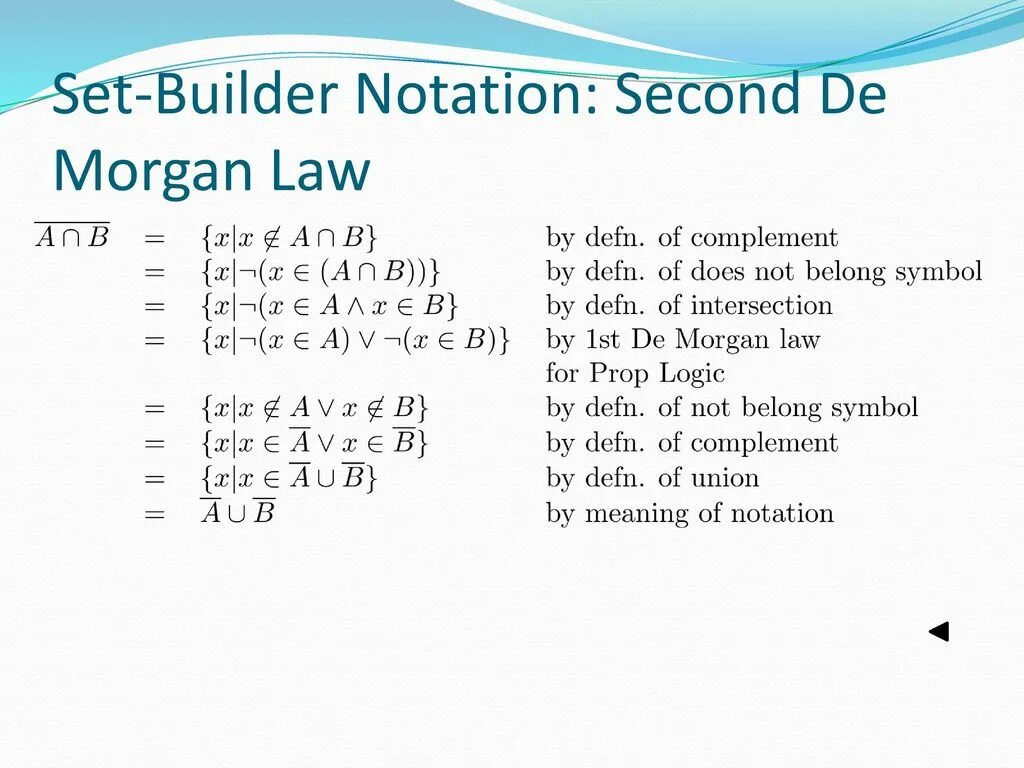 Function set. Set builder notation. morgan law. set roster notation. complement set theory.