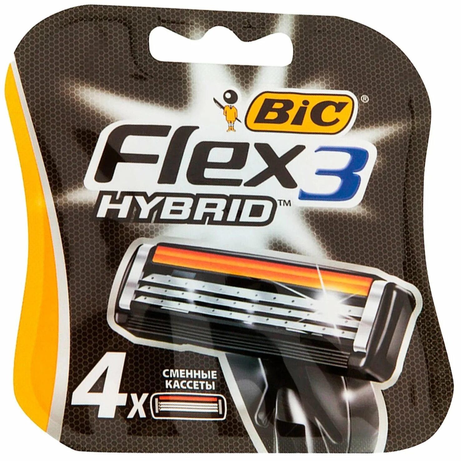 BIC Flex 3 Hybrid. Сменные кассеты BIC Flex 3 Hybrid. BIC Hybrid Flex картриджи д/станка 4 шт 3 лезвия.