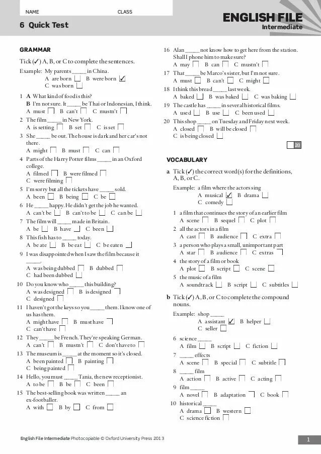 English quick test intermediate. Quick test 10 english file intermediate. 3 quick test english file pre-intermediate ответы. new english file intermediate. english file elementary photocopiable © oxford university press 2012.