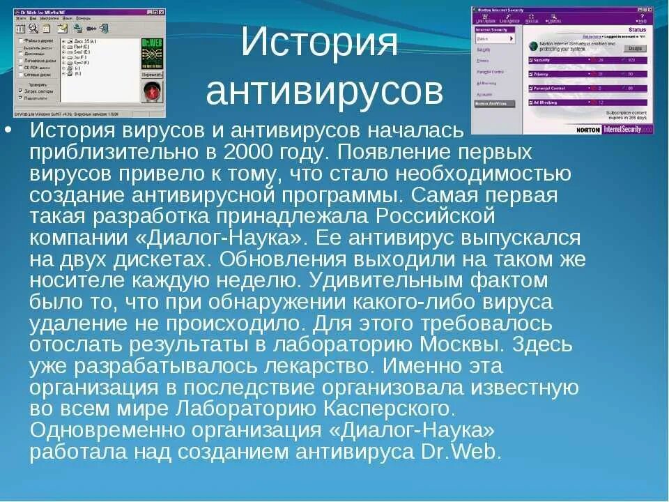 История антивирусов