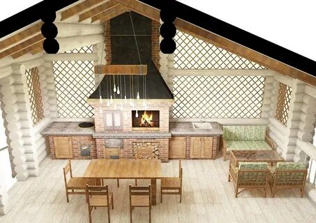 Проекты кухни с барбекю