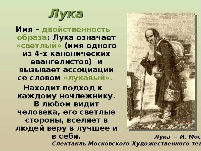 Значение имени в пьесе на дне. Лука значение имени. лука имя происхождение. лука значение имени на дне. лука полное имя.