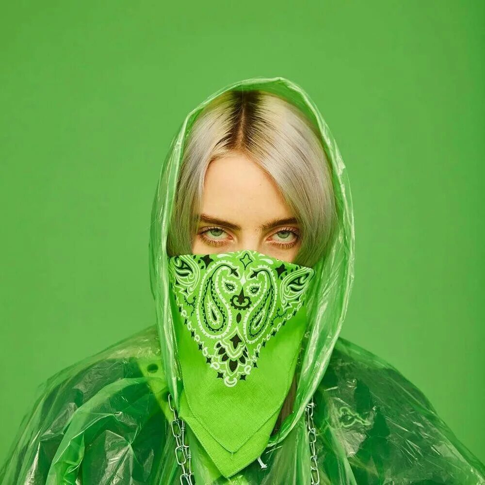 Пародия зеленые. Билли Айлиш. Billie Eilish на аву. Билли Айлиш в зеленом. Билли Айлиш в бандане.