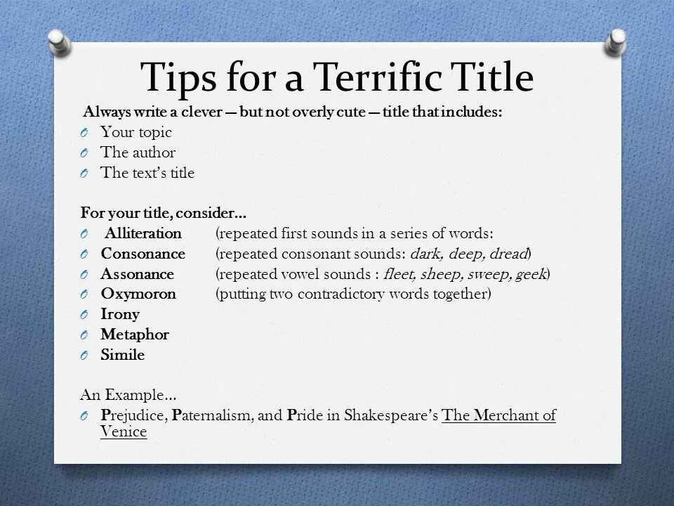 O include. Essay title. Literary Analysis of the text example. Title Page essay. Titles examples.