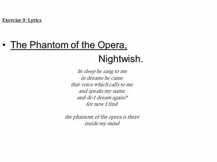 Phantom of the opera текст