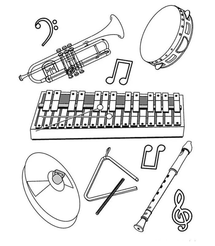 Распечатать музыкальные инструменты для детей Musical instruments Royalty Free Vector Image VectorStock