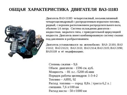 Технические характеристика двигателей ваз