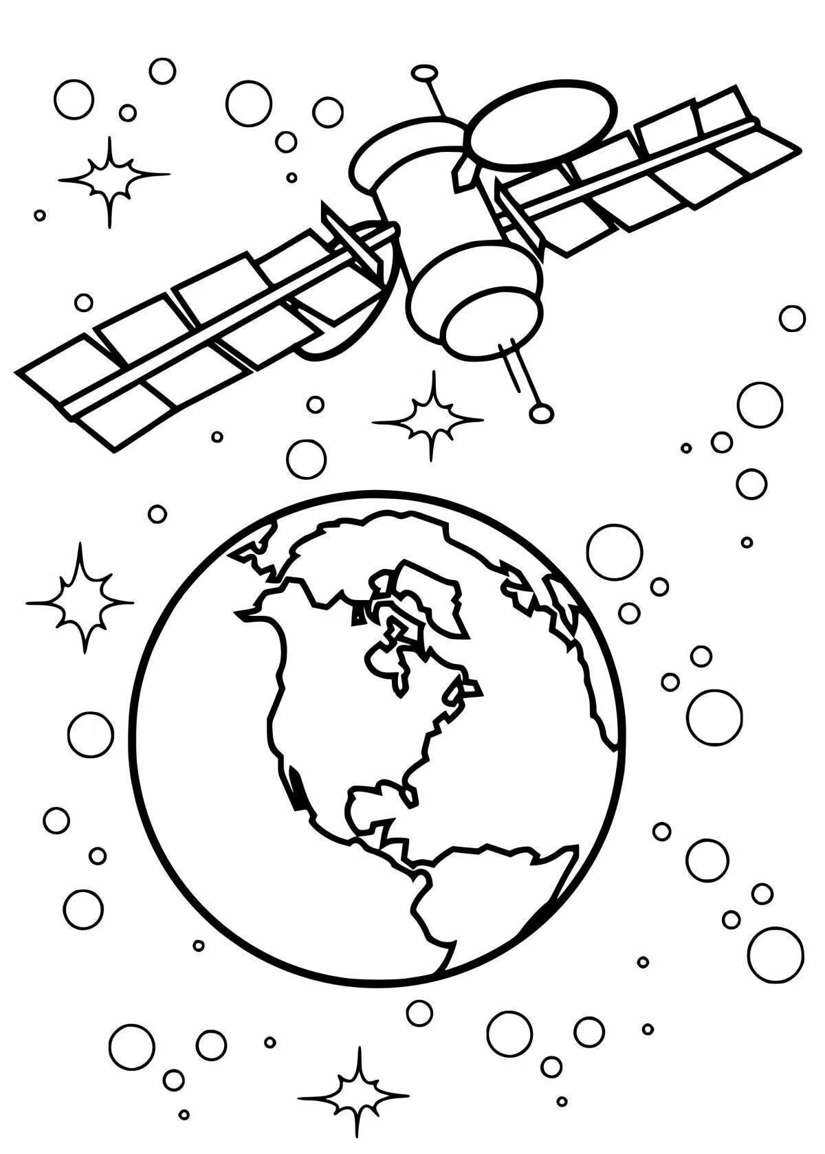 Рисунок спутника в космосе. Раскраска. В космосе. Раскраски космос для дошкольников. Раскраска для малышей. Космос. Космические раскраски для детей.