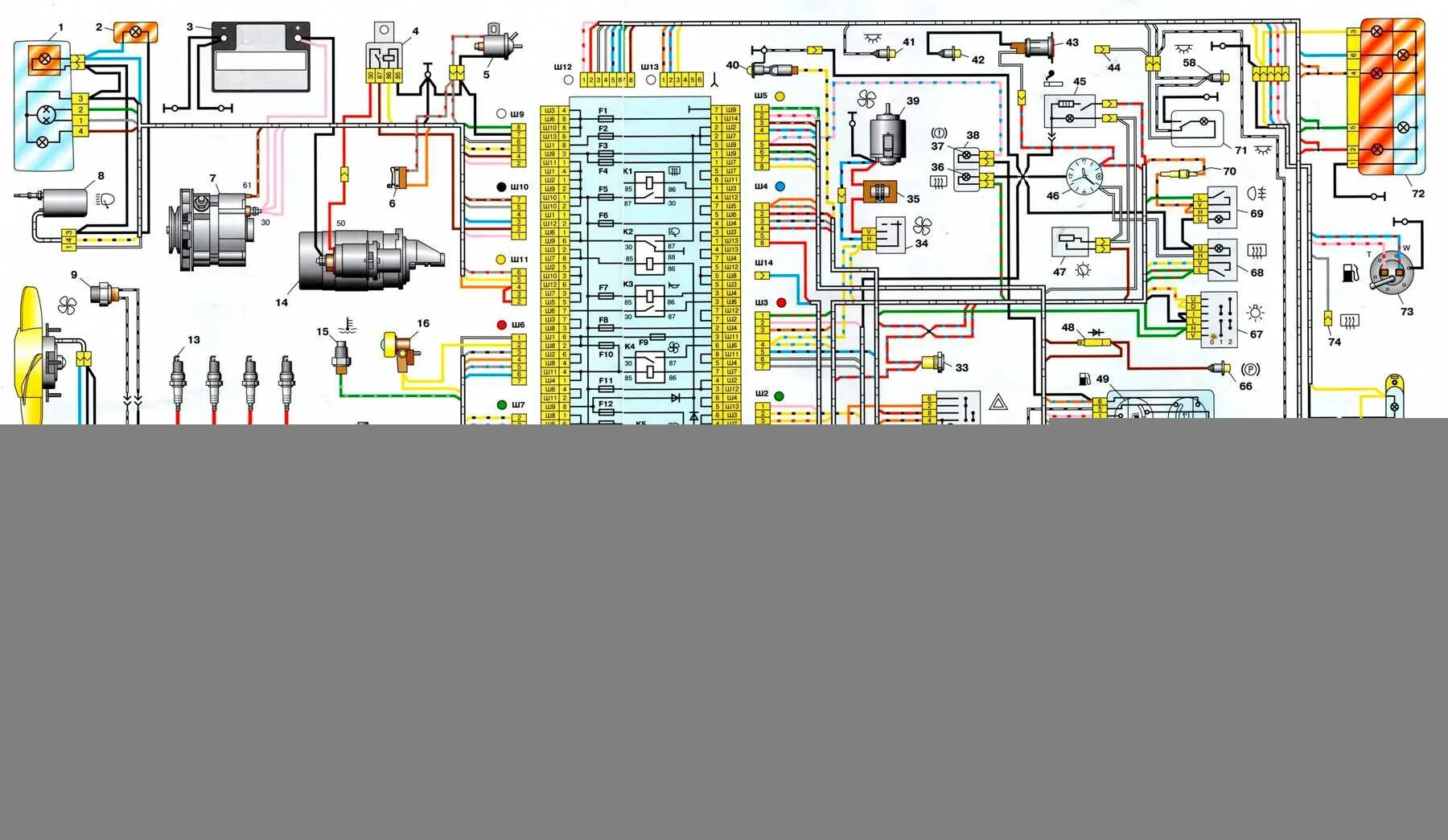 Схема электропроводки ВАЗ 21074. ВАЗ 2104 инжектор схема электрооборудования. Электрооборудование ВАЗ 2105. Схема электропроводки ВАЗ 2105 инжектор.