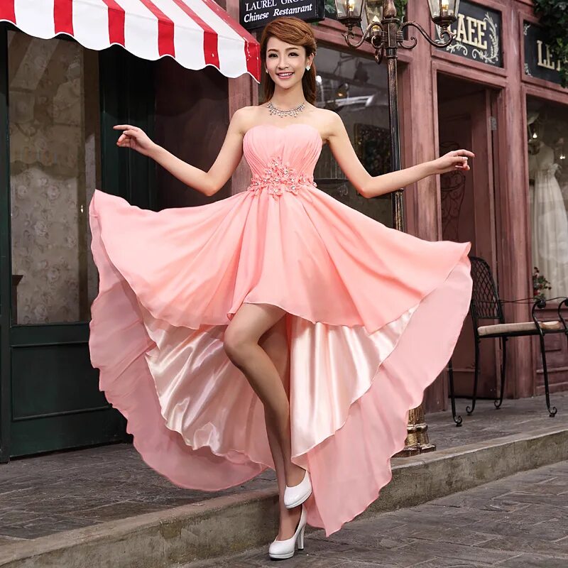 Короткий шлейф. Платье розовое. Розовое платье на выпускной. Шикарное розовое платье. Нежное платье на выпускной.