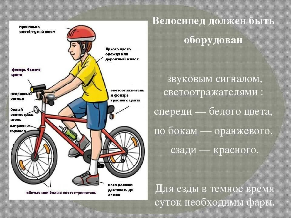 Должен иметь и как можно. Устройство велосипеда. Безопасность езды на велосипеде. Основные требования к техническому состоянию велосипеда. Правила дорожного движения для велосипедистов.
