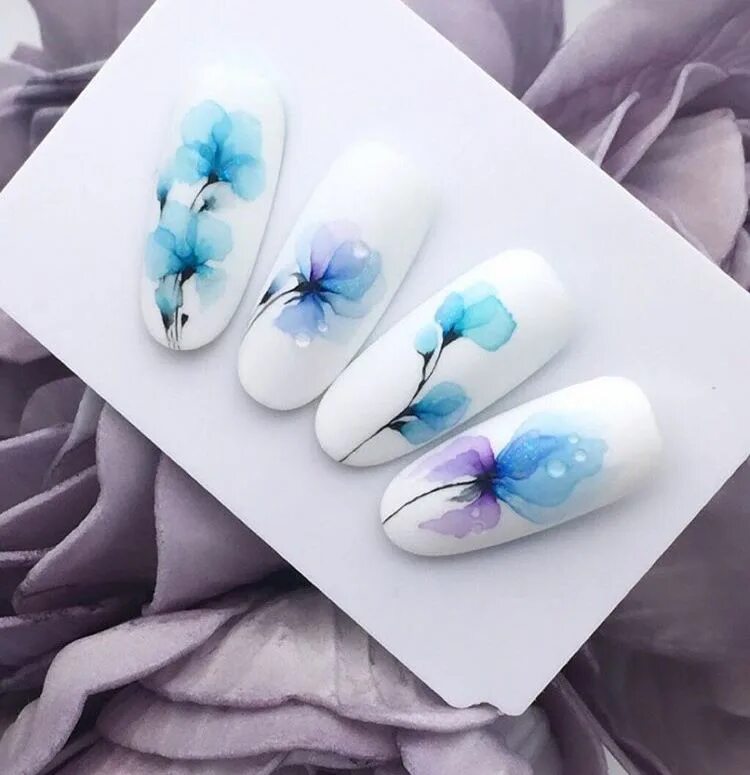 Маникюр дизайн акварель Nailart Aquarell Дизайн цветочного маникюра, Маникюр, Акварель