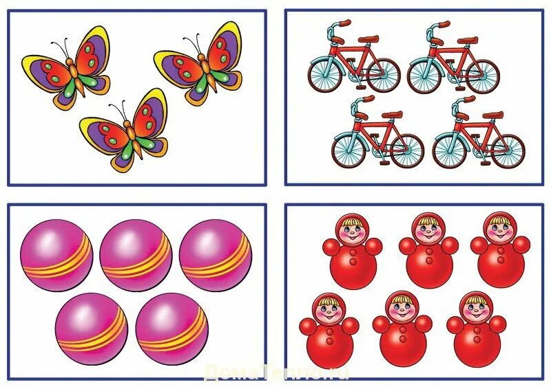 Математические карточки для дошкольников. Карточки с разным количеством предметов. Количество и счет для дошкольников. Математические карточки для средней группы. Математика з года