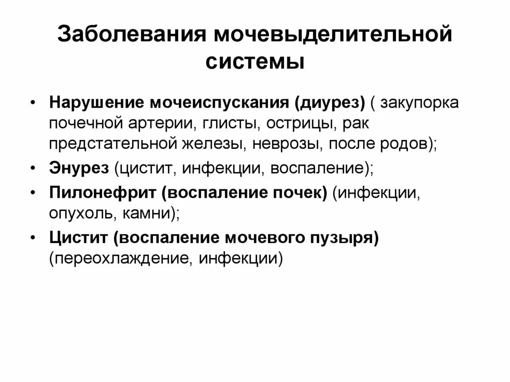 Заболевания мочевых органов