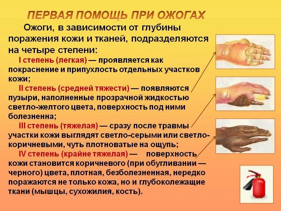 Степени ожогов и помощь. Ожоги степени и первая помощь.