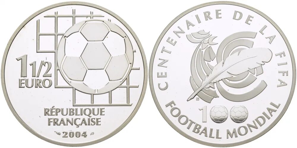 Монета футбол купить. Монеты футбол. Франция 1/4 евро 2004. 2 Евро 2004 года. Монета футбол новая.