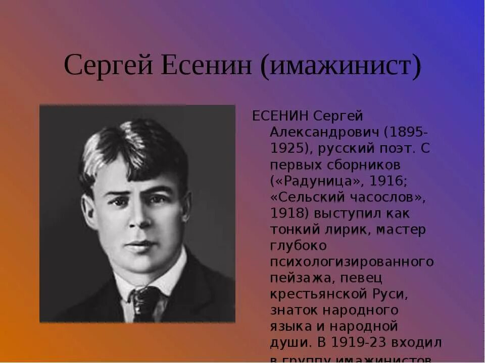 Поэты 20 века Есенин. Биография поэта 20 века.