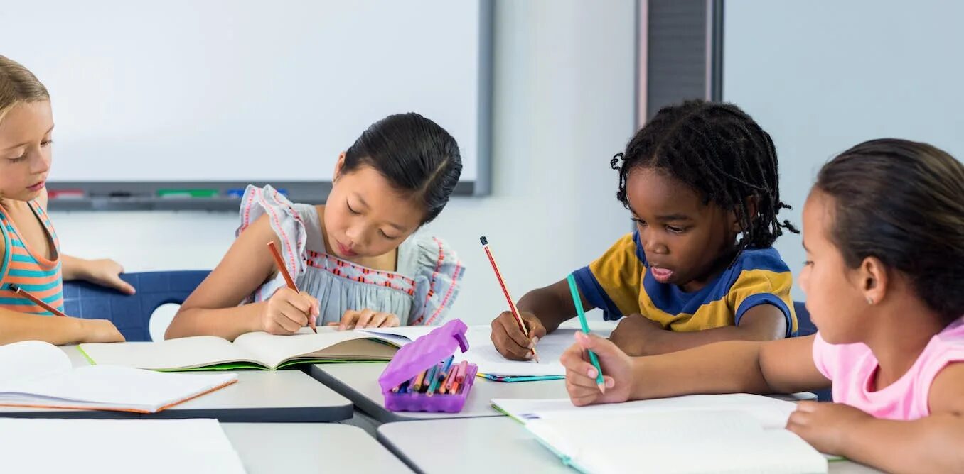 Different approaches. Children studying. Study Education child. Kids in School studying. The children are studying.