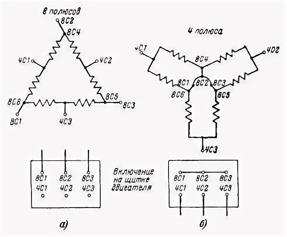 2х скоростные электродвигатели схема подключения. Схема подключения обмоток электродвигателя звезда. Схема подключения 2-х скоростного асинхронного двигателя. Подключение двухскоростного асинхронного двигателя схема. Переключение с треугольника