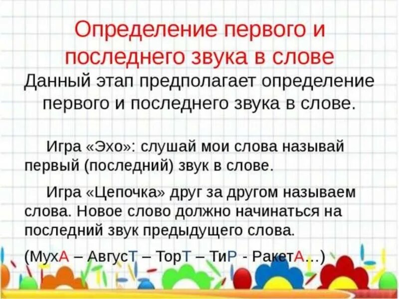 Последовательность звуков в словах. Определение первого и последнего звука в слове. Определение первого звука в слове. Определение последнего звука в слове. Определить первый звук в слове.