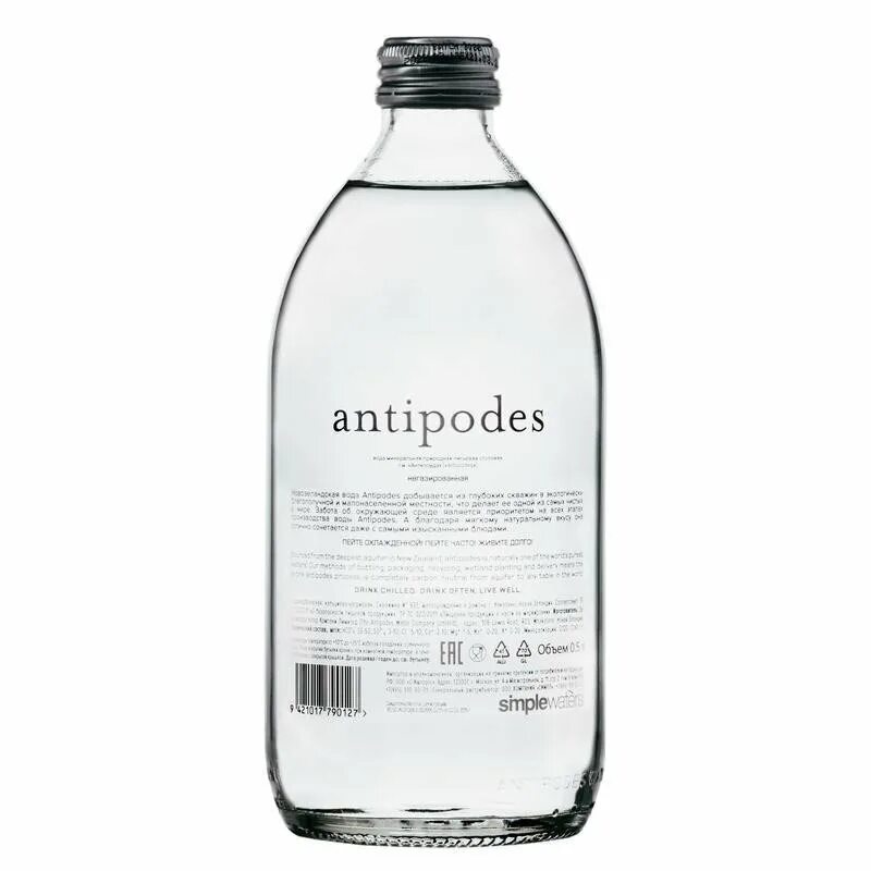 Вода негазированная стекло. Antipodes ГАЗ 0.5L/24шт.. Вода негазированная Antipodes. Antipodes Антипоудз (новая Зеландия) вода. Негазированная вода в стеклянной бутылке.