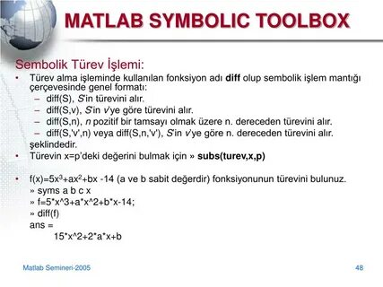 Matlab symbolic