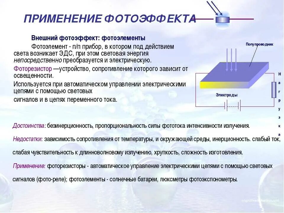 Принцип действия полупроводникового фотоэлемента. Фоторезистор принцип действия. Устройство фотоэлемента с внешним фотоэффектом. Конструкция фоторезистора.