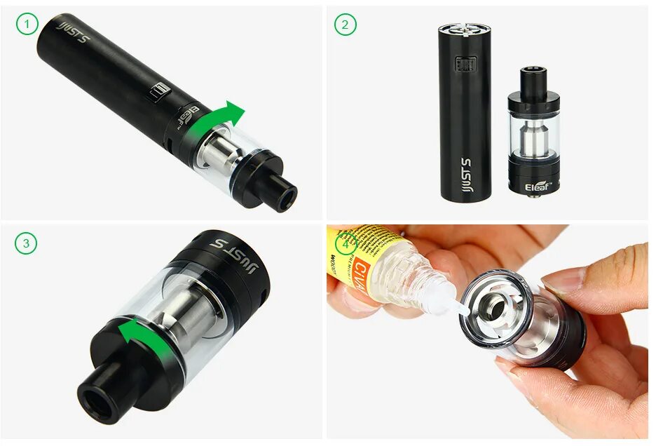 Можно ли в вейп заливать жижу. Клиромайзер eleaf ijust s (4 мл). eleaf ijust s starter kit испаритель. бак для электронной сигареты ijust start. как залить жижу в вейп ijust s.
