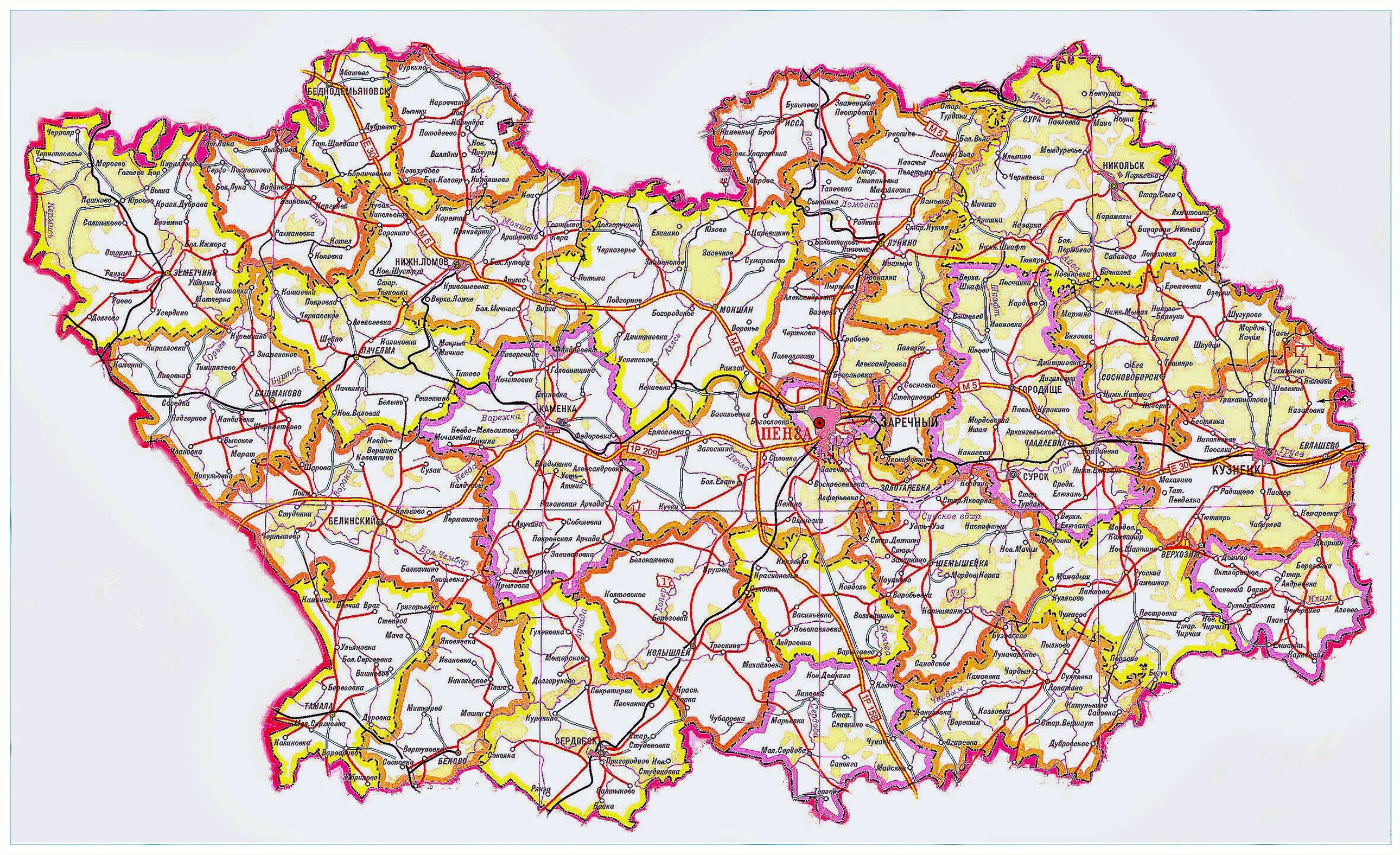 Карта пензенской области. Карта пензенской области с районами подробная. Сколько км пензенская область. Корода пензенской области. Тамала пензенская область население численность.