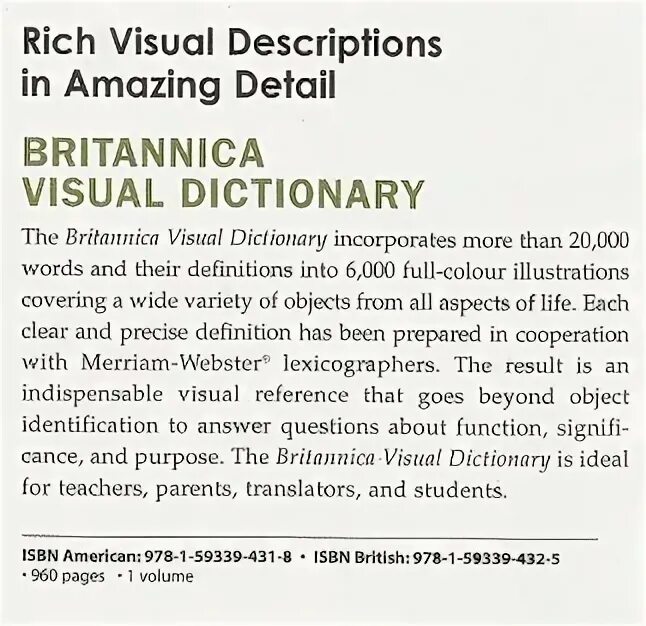 Visual descriptions. Visual descriptions