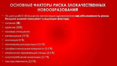 Факторы риска развития опухолей