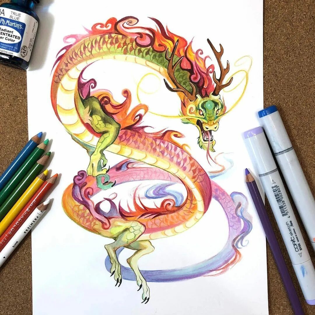 Дракон маркерами. Рисунки маркерами. Дракон фломастером. Дракон арт маркерами. Дракон фломастером.
