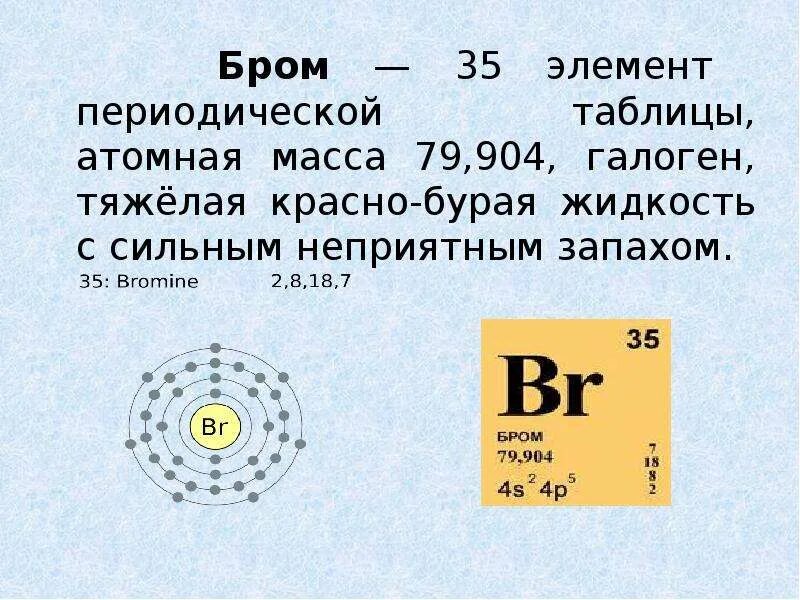 Номер элемента брома. Бром химический элемент. Бром химия элемент. Брон элемент химический. Бром химический элемент в таблице.