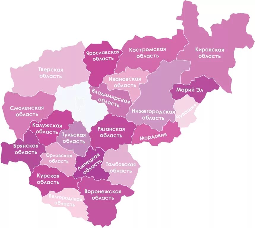 Областные центры карта. Карта центральной России с областями. Центральный регион России список областей на карте. Карта центральной России с регионами и областями. Субъекты центральной России на карте.